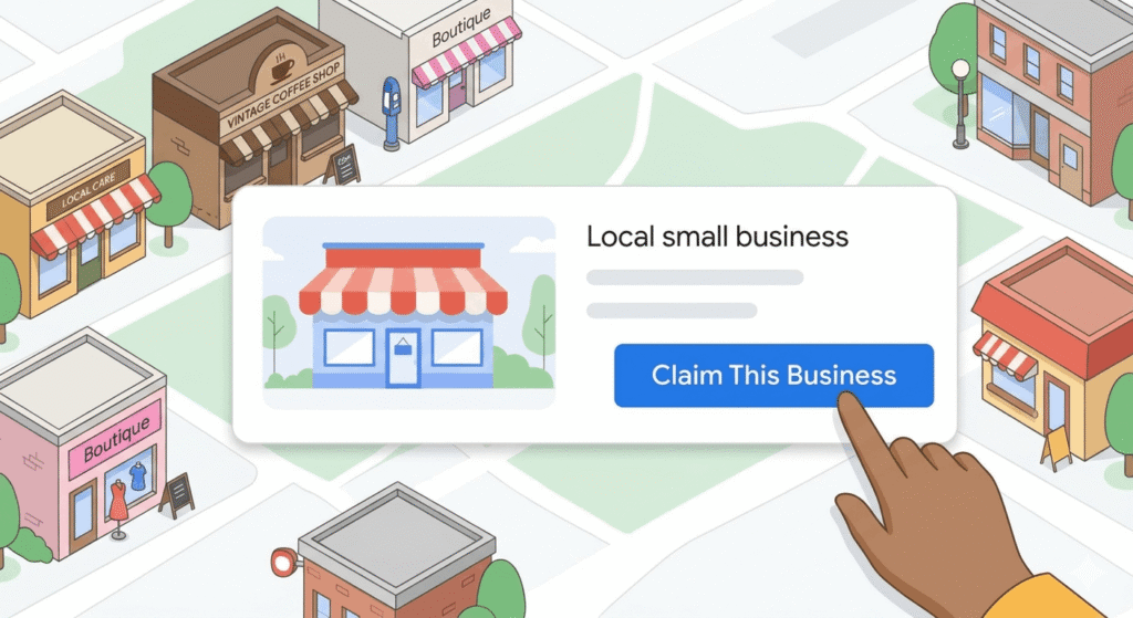 Screenshot of the Google Business Profile claim process for local SMBs.
