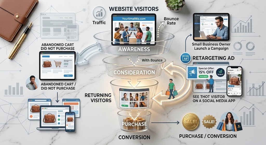How retargeting ads for small business recover lost website visitors.